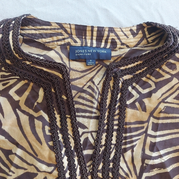 Jones New York Signature Silk Blouse/Top Boho Tunic, Small - Picture 3 of 9